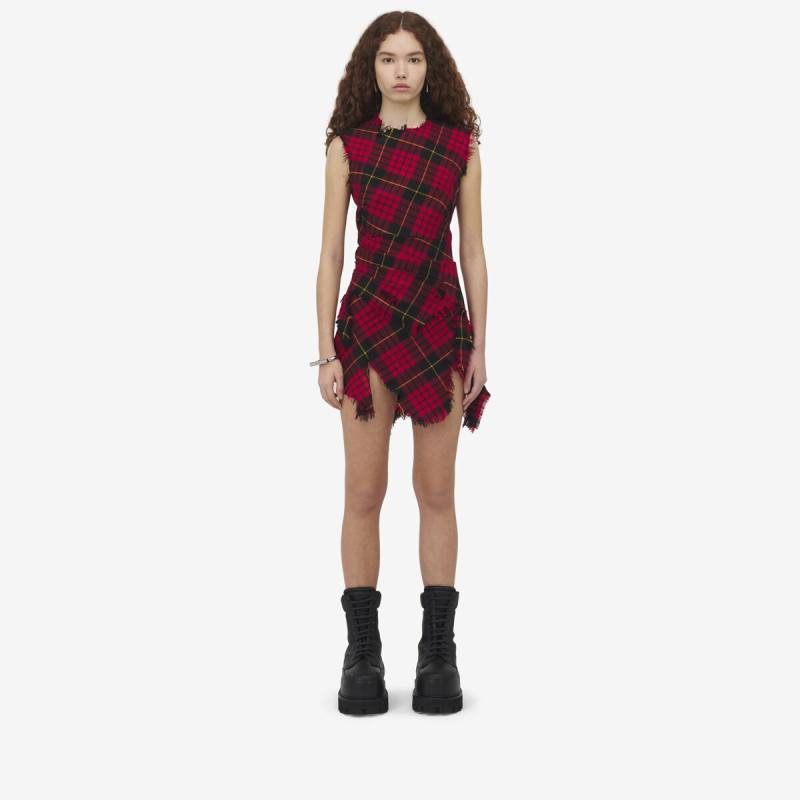 ALEXANDER MCQUEEN - Distressed MacQueen Tartan Mini Dress - Item 805898QJAEJ6120